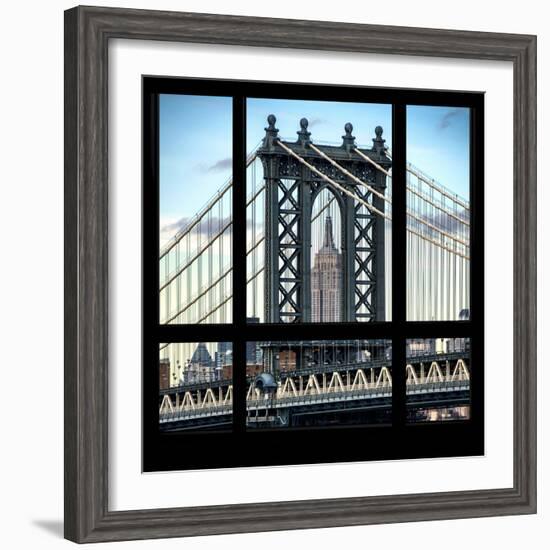 View from the Window - Empire State Building and Manhattan Bridge-Philippe Hugonnard-Framed Photographic Print