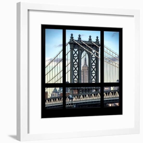 View from the Window - Empire State Building and Manhattan Bridge-Philippe Hugonnard-Framed Photographic Print