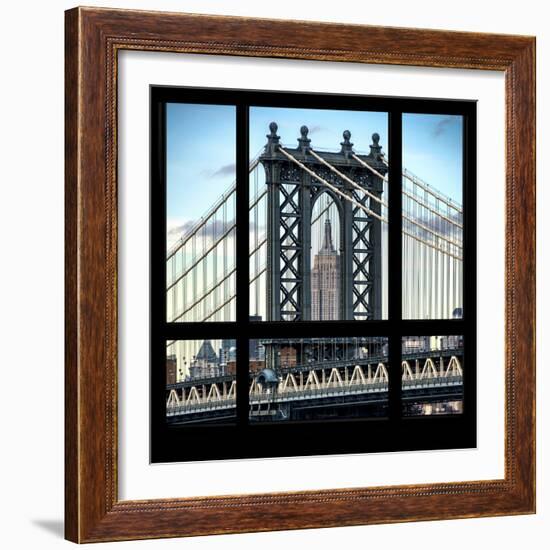 View from the Window - Empire State Building and Manhattan Bridge-Philippe Hugonnard-Framed Photographic Print