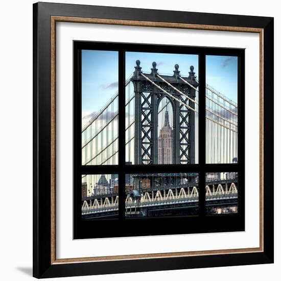 View from the Window - Empire State Building and Manhattan Bridge-Philippe Hugonnard-Framed Photographic Print