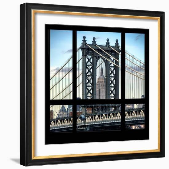 View from the Window - Empire State Building and Manhattan Bridge-Philippe Hugonnard-Framed Photographic Print