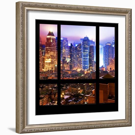 View from the Window - Hell's Kitchen Night - Manhattan-Philippe Hugonnard-Framed Photographic Print