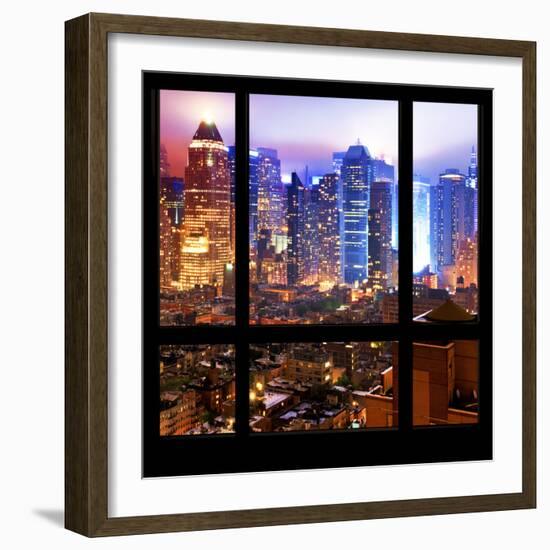 View from the Window - Hell's Kitchen Night - Manhattan-Philippe Hugonnard-Framed Photographic Print