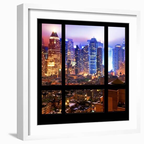 View from the Window - Hell's Kitchen Night - Manhattan-Philippe Hugonnard-Framed Photographic Print