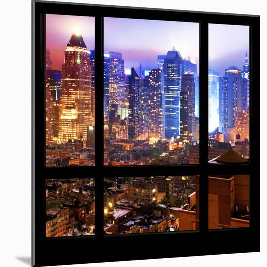 View from the Window - Hell's Kitchen Night - Manhattan-Philippe Hugonnard-Mounted Photographic Print