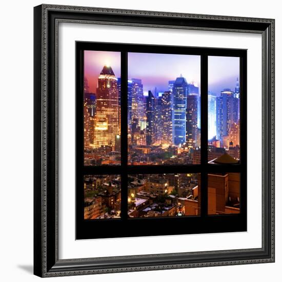 View from the Window - Hell's Kitchen Night - Manhattan-Philippe Hugonnard-Framed Photographic Print