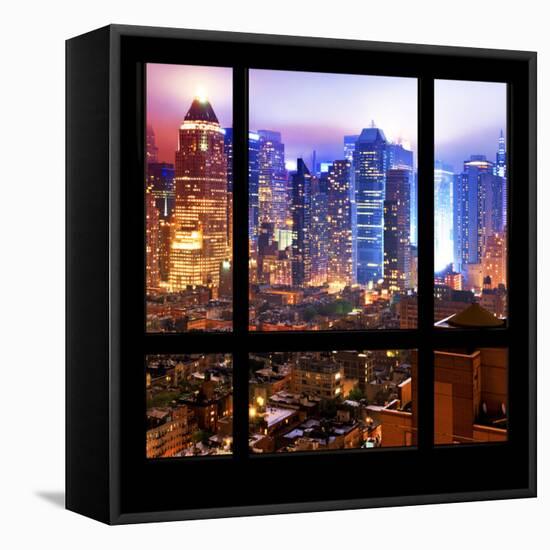 View from the Window - Hell's Kitchen Night - Manhattan-Philippe Hugonnard-Framed Premier Image Canvas