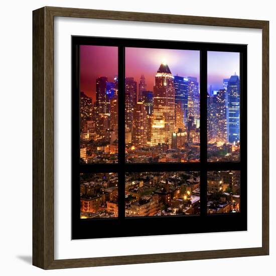 View from the Window - Hell's Kitchen Night - Manhattan-Philippe Hugonnard-Framed Photographic Print