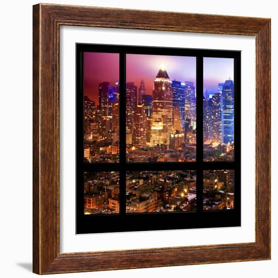 View from the Window - Hell's Kitchen Night - Manhattan-Philippe Hugonnard-Framed Photographic Print