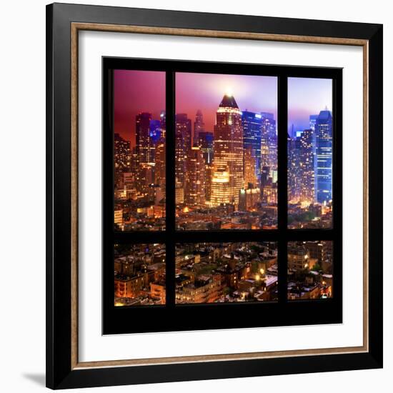 View from the Window - Hell's Kitchen Night - Manhattan-Philippe Hugonnard-Framed Photographic Print