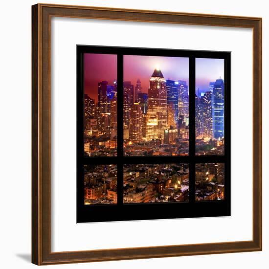 View from the Window - Hell's Kitchen Night - Manhattan-Philippe Hugonnard-Framed Photographic Print