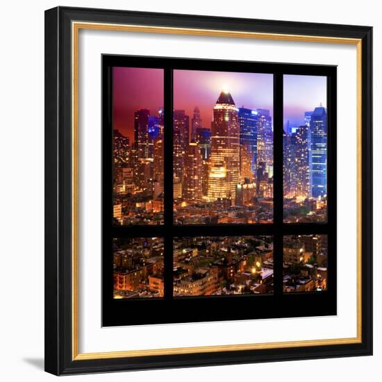 View from the Window - Hell's Kitchen Night - Manhattan-Philippe Hugonnard-Framed Photographic Print