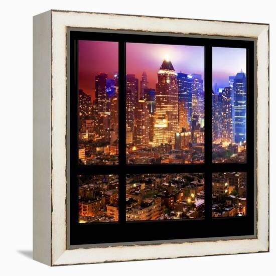 View from the Window - Hell's Kitchen Night - Manhattan-Philippe Hugonnard-Framed Premier Image Canvas