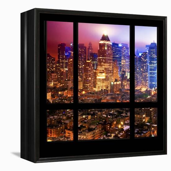 View from the Window - Hell's Kitchen Night - Manhattan-Philippe Hugonnard-Framed Premier Image Canvas