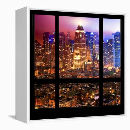 View from the Window - Hell's Kitchen Night - Manhattan-Philippe Hugonnard-Framed Premier Image Canvas