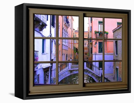 View from the Window over the Canal at Venice-Anna Siena-Framed Premier Image Canvas