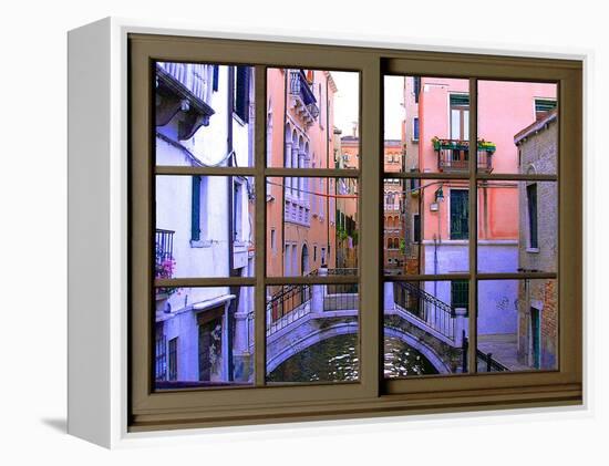 View from the Window over the Canal at Venice-Anna Siena-Framed Premier Image Canvas