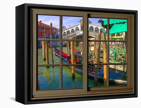 View from the Window Rialto Bridge at Venice-Anna Siena-Framed Premier Image Canvas