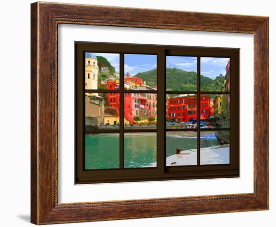 View from the Window Vernazza at Cinque Terre-Anna Siena-Framed Giclee Print