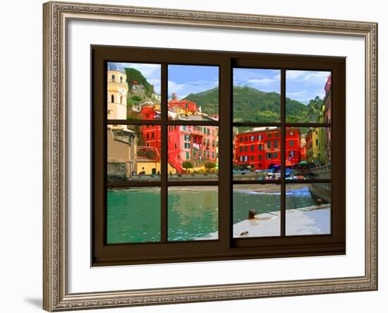 View from the Window Vernazza at Cinque Terre-Anna Siena-Framed Giclee Print