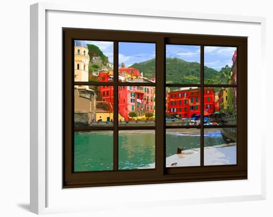 View from the Window Vernazza at Cinque Terre-Anna Siena-Framed Giclee Print