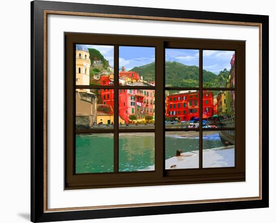 View from the Window Vernazza at Cinque Terre-Anna Siena-Framed Giclee Print