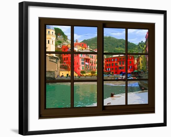 View from the Window Vernazza at Cinque Terre-Anna Siena-Framed Giclee Print