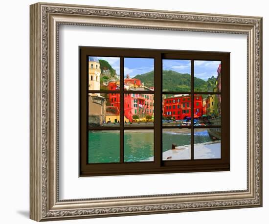 View from the Window Vernazza at Cinque Terre-Anna Siena-Framed Giclee Print