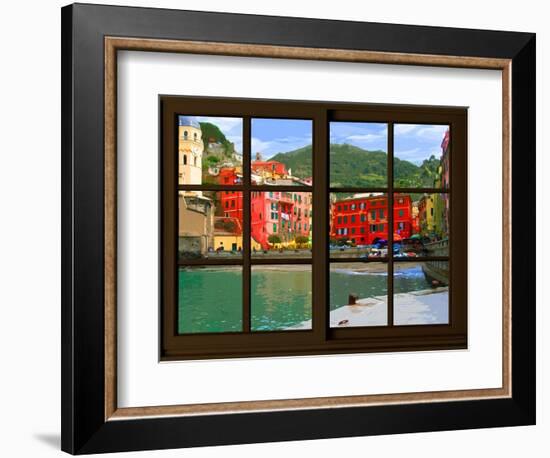 View from the Window Vernazza at Cinque Terre-Anna Siena-Framed Giclee Print