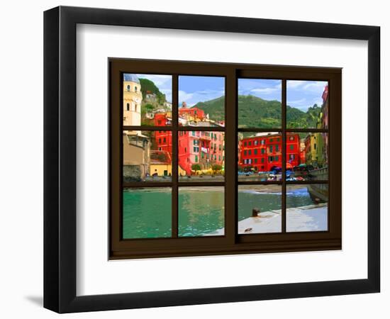 View from the Window Vernazza at Cinque Terre-Anna Siena-Framed Giclee Print