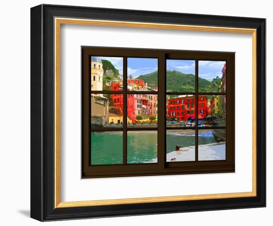 View from the Window Vernazza at Cinque Terre-Anna Siena-Framed Giclee Print