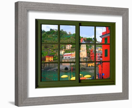 View from the Window Vernazza at Cinque Terre-Anna Siena-Framed Giclee Print