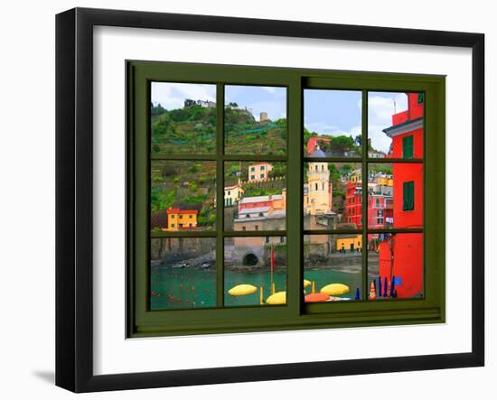 View from the Window Vernazza at Cinque Terre-Anna Siena-Framed Giclee Print