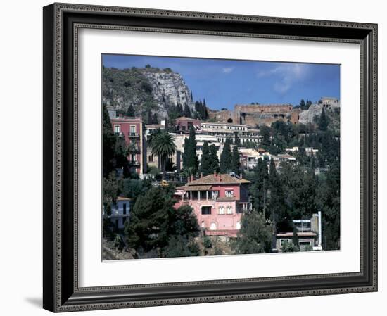 View from Via Roma to Greek Theatre, Taormina, Sicily, Italy-Peter Thompson-Framed Photographic Print