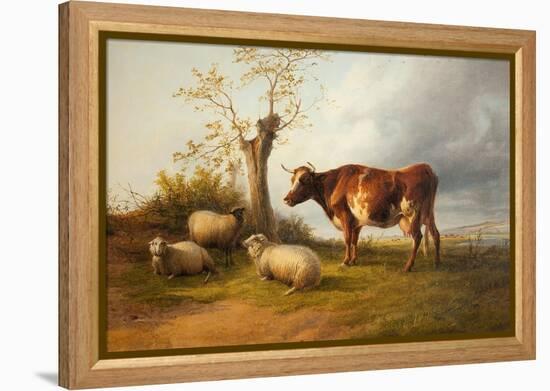 View in Stour Valley with Cow-Thomas Sidney Cooper-Framed Premier Image Canvas