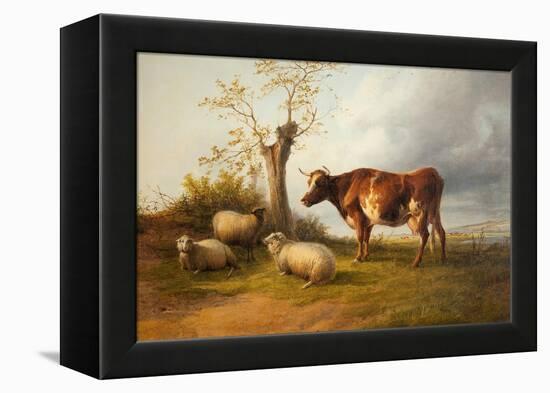 View in Stour Valley with Cow-Thomas Sidney Cooper-Framed Premier Image Canvas