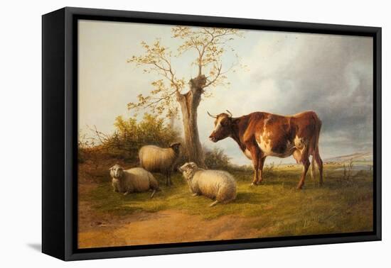 View in Stour Valley with Cow-Thomas Sidney Cooper-Framed Premier Image Canvas