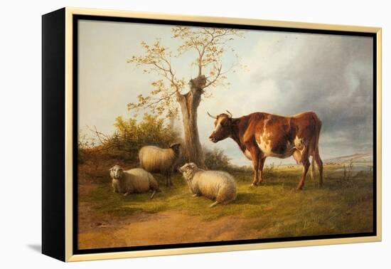 View in Stour Valley with Cow-Thomas Sidney Cooper-Framed Premier Image Canvas