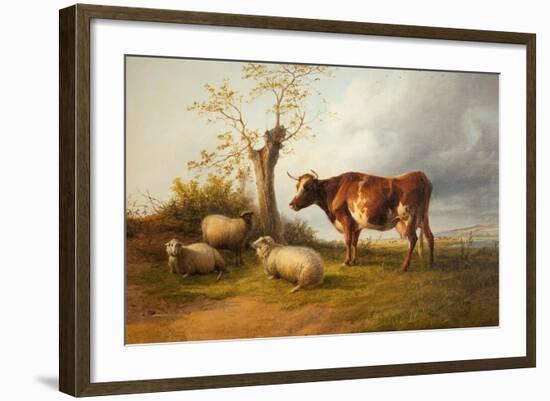 View in Stour Valley with Cow-Thomas Sidney Cooper-Framed Giclee Print