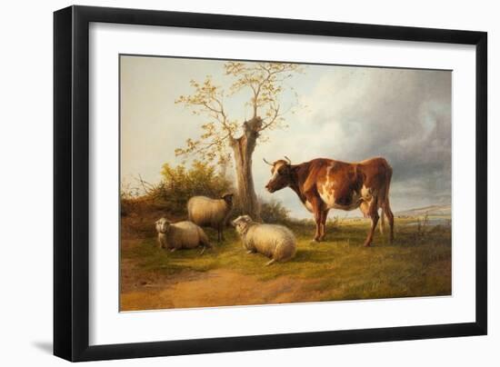 View in Stour Valley with Cow-Thomas Sidney Cooper-Framed Giclee Print