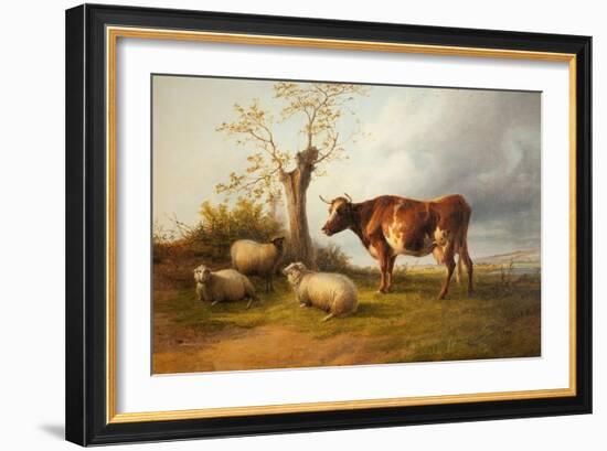 View in Stour Valley with Cow-Thomas Sidney Cooper-Framed Giclee Print