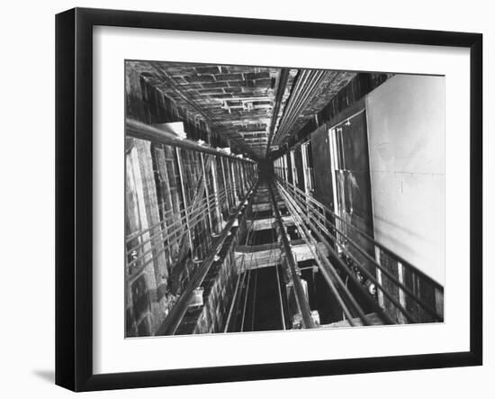 View Looking Up an Elevator Shaft-Bernard Hoffman-Framed Photographic Print