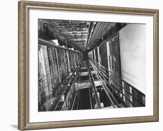 View Looking Up an Elevator Shaft-Bernard Hoffman-Framed Photographic Print