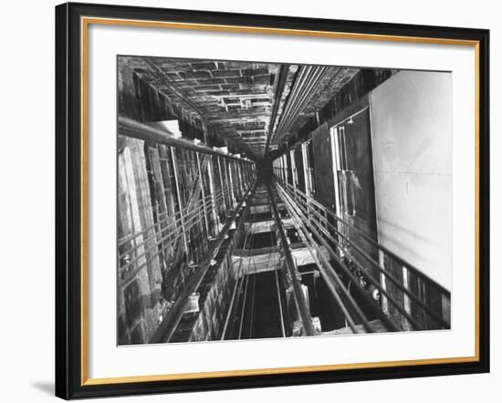 View Looking Up an Elevator Shaft-Bernard Hoffman-Framed Photographic Print