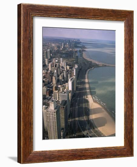 View North Along Shore of Lake Michigan from John Hancock Center, Chicago, Illinois, USA-Jenny Pate-Framed Photographic Print