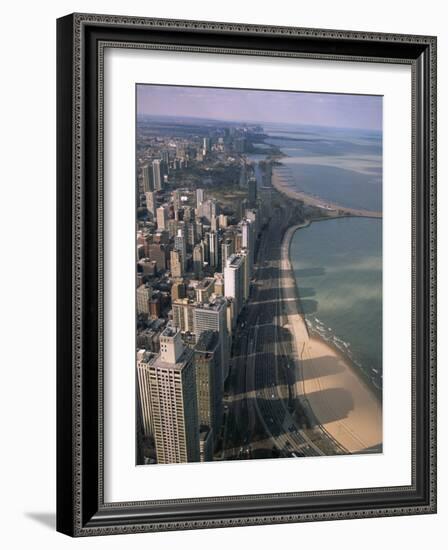 View North Along Shore of Lake Michigan from John Hancock Center, Chicago, Illinois, USA-Jenny Pate-Framed Photographic Print