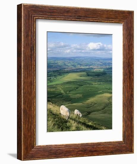 View North from Hay Bluff, with Distant Hay on Wye in Valley, Powys, Wales, United Kingdom-Richard Ashworth-Framed Photographic Print