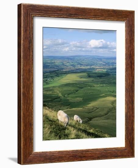 View North from Hay Bluff, with Distant Hay on Wye in Valley, Powys, Wales, United Kingdom-Richard Ashworth-Framed Photographic Print