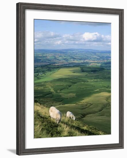 View North from Hay Bluff, with Distant Hay on Wye in Valley, Powys, Wales, United Kingdom-Richard Ashworth-Framed Photographic Print