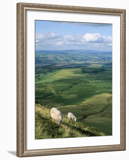 View North from Hay Bluff, with Distant Hay on Wye in Valley, Powys, Wales, United Kingdom-Richard Ashworth-Framed Photographic Print